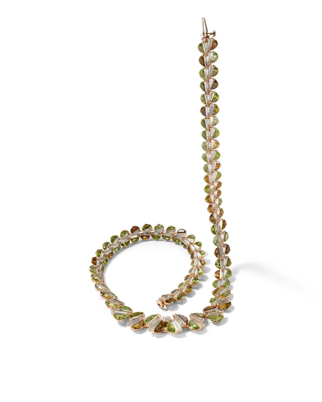 Graduated Woven Riviere Necklace - Green Tourmaline