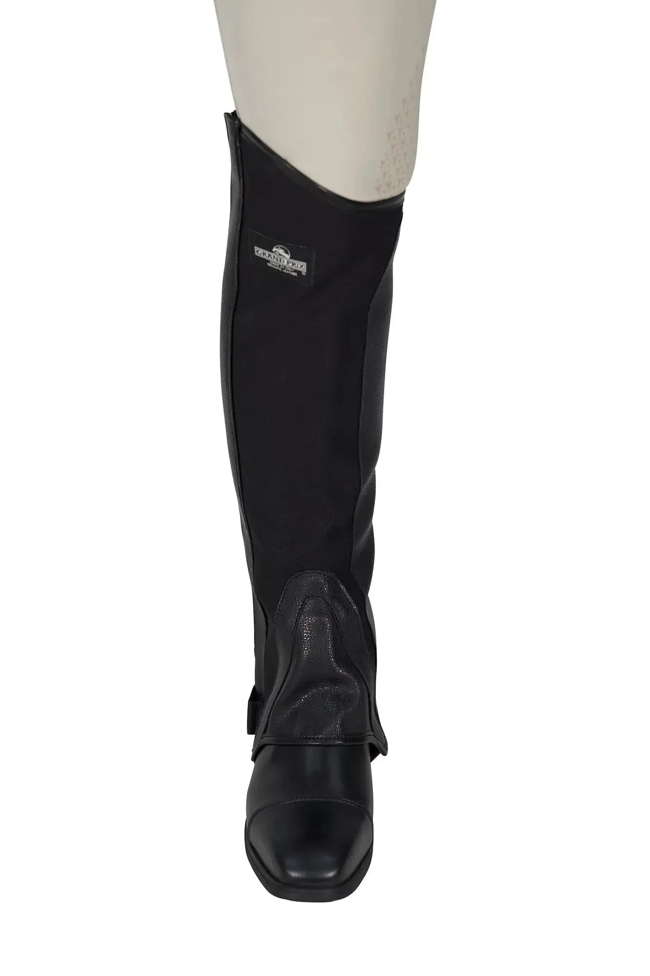 Grand Prix Canvas and Leather Half Chaps, Black