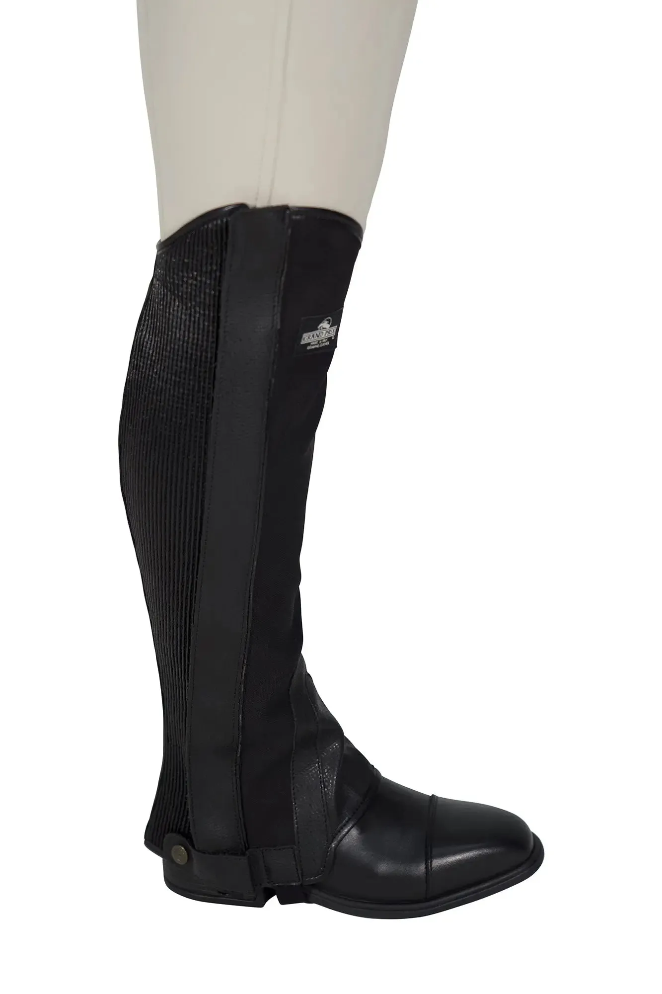 Grand Prix Canvas and Leather Half Chaps, Black