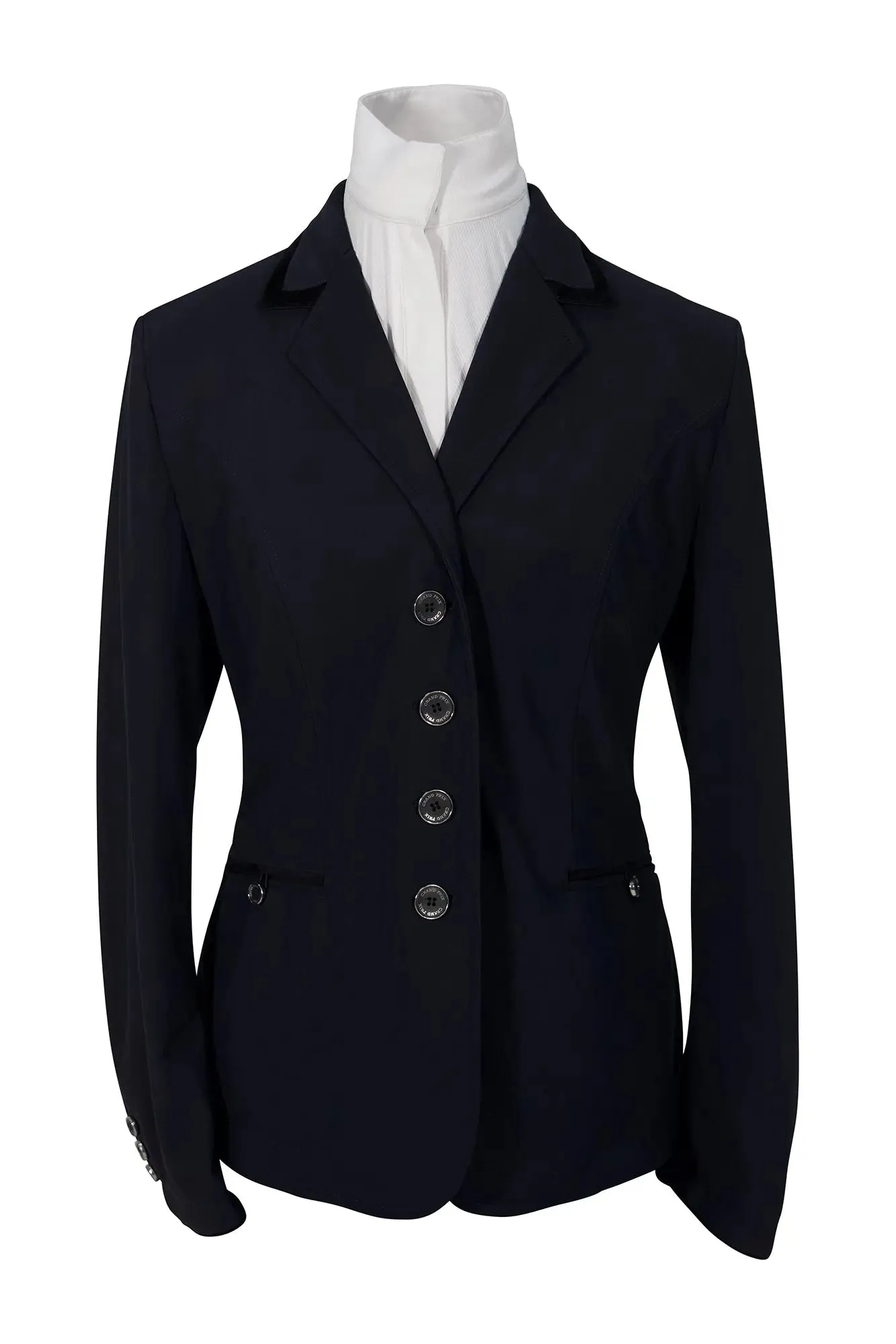 Grand Prix Saltare Premio 4 Button Riding Show Coat, Navy with Black