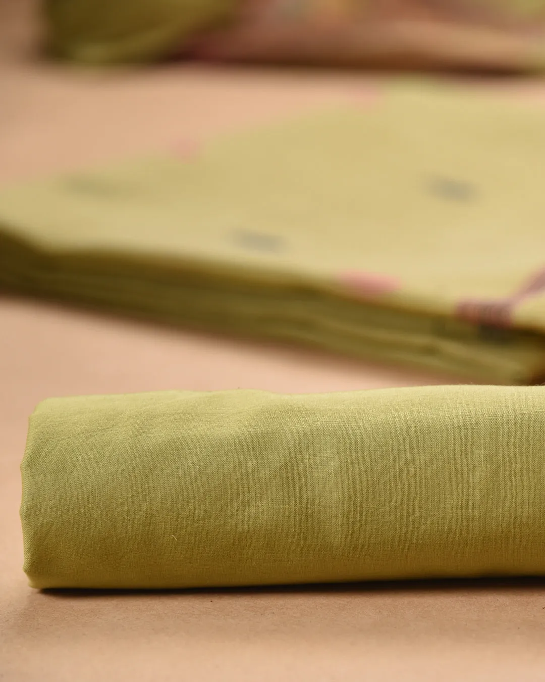 Green Chanderi Blend Jamdani Woven Unstitched Suit Fabric Set With Chanderi Blend Woven Dupatta