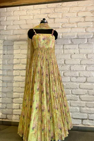 Green Floral Printed Dress