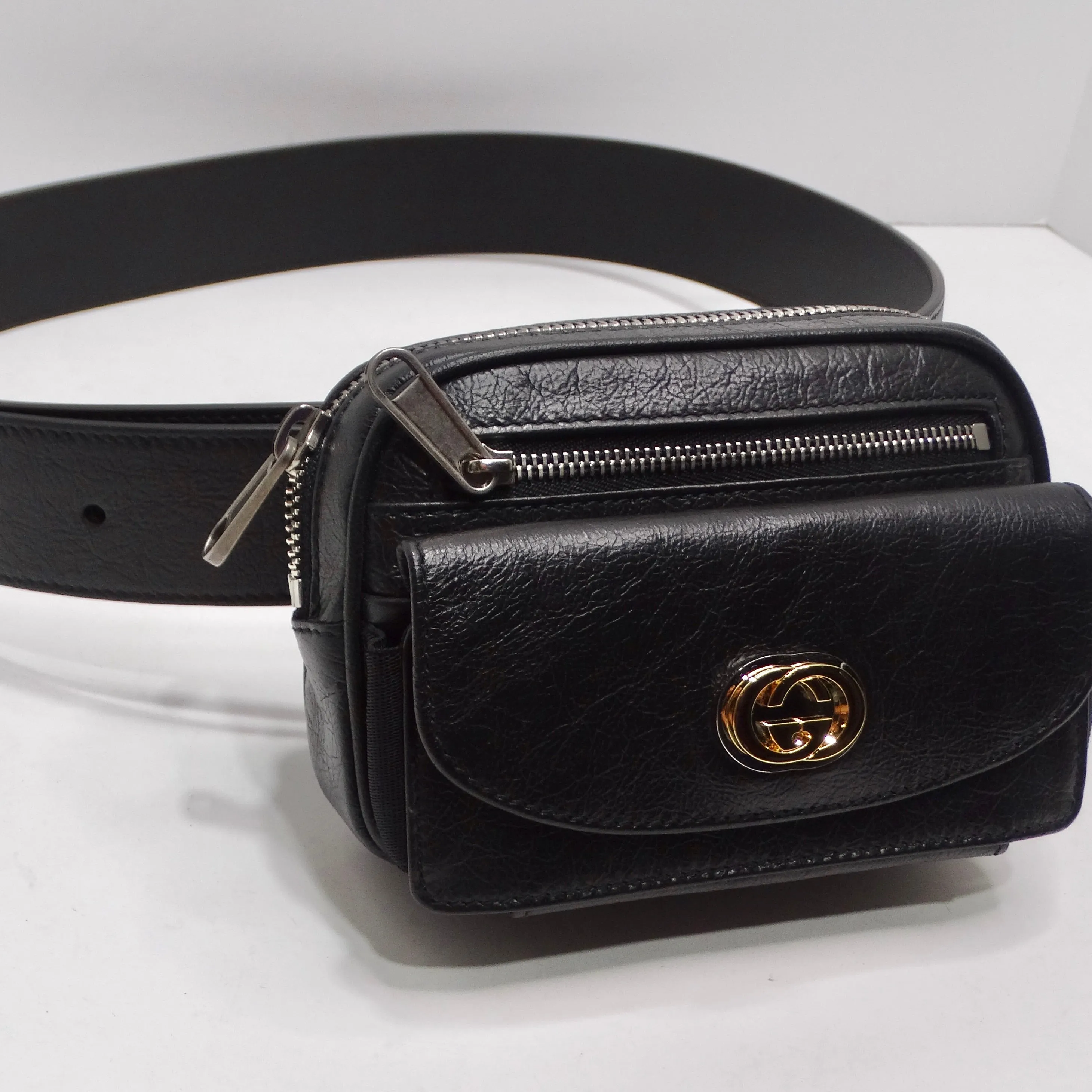 Gucci Fluffy Calfskin Mini Morpheus Belt Bag Black