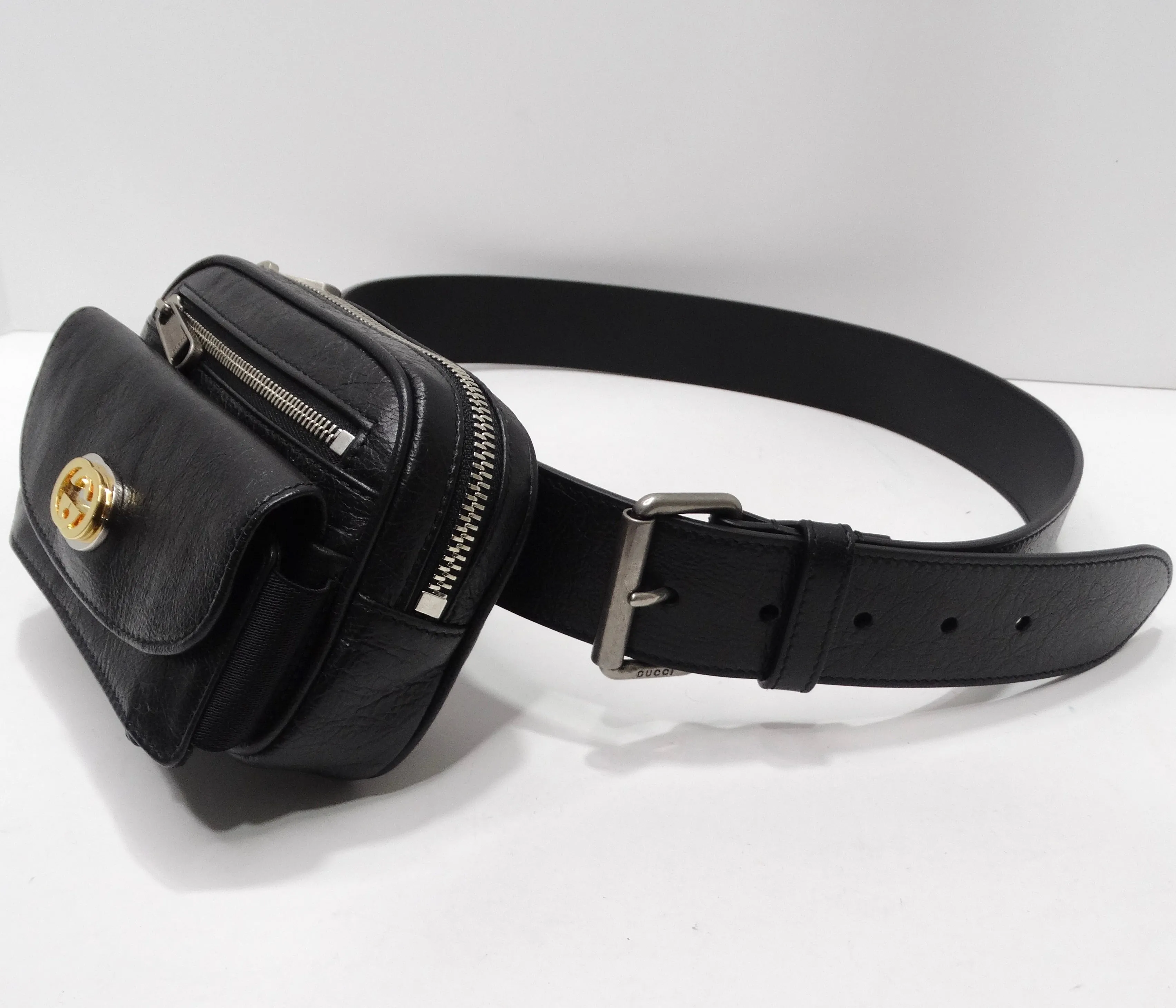 Gucci Fluffy Calfskin Mini Morpheus Belt Bag Black