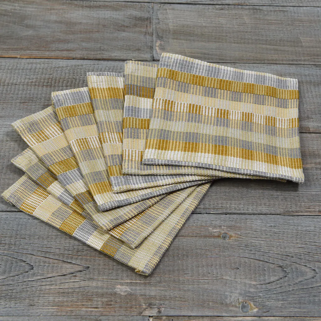 Hand Woven Cuadritos Drink Coasters | Champagne