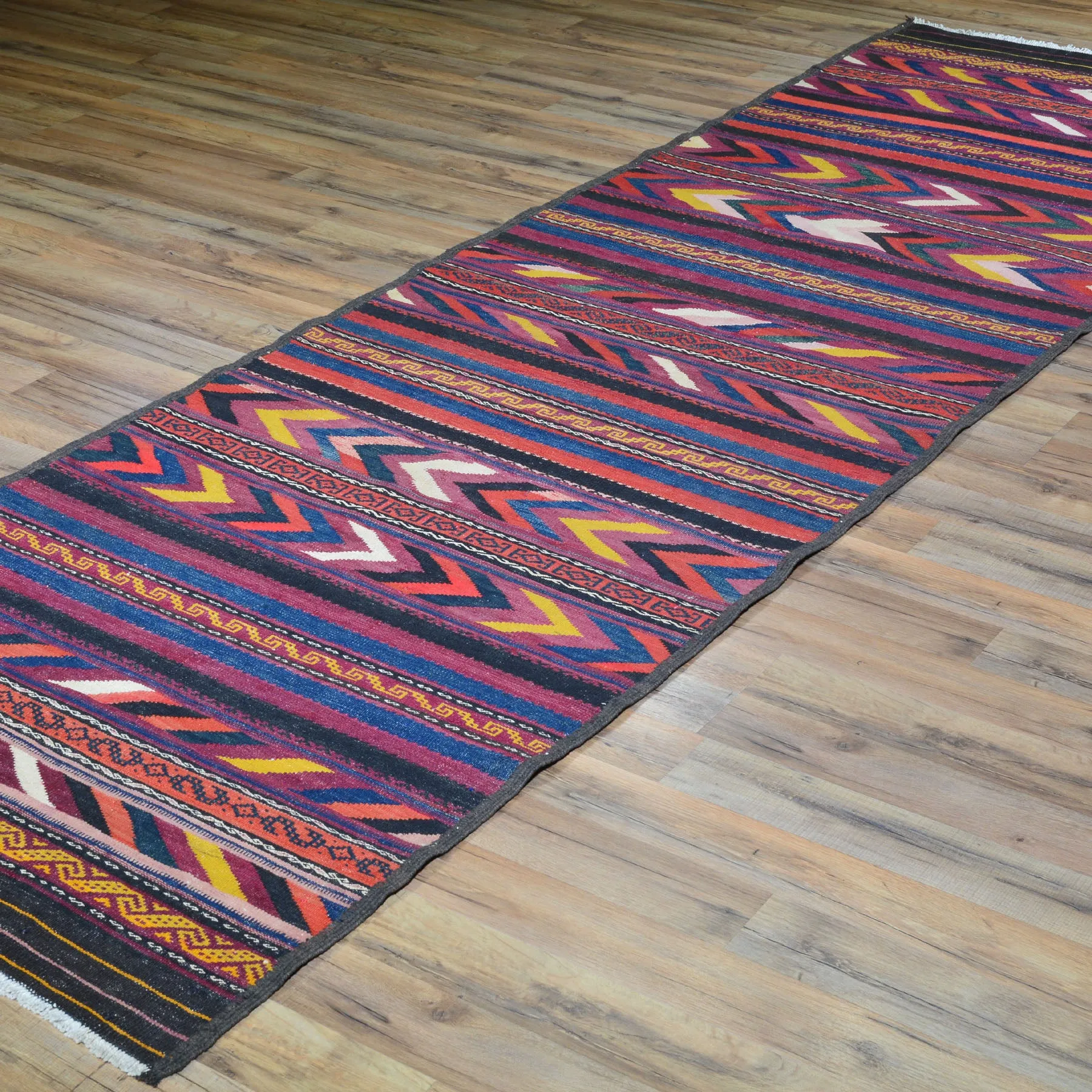 Hand-Woven Fine Afghan Tribal Kilim 100% Wool Rug (Size 3.1 X 10.6) Brral-3273