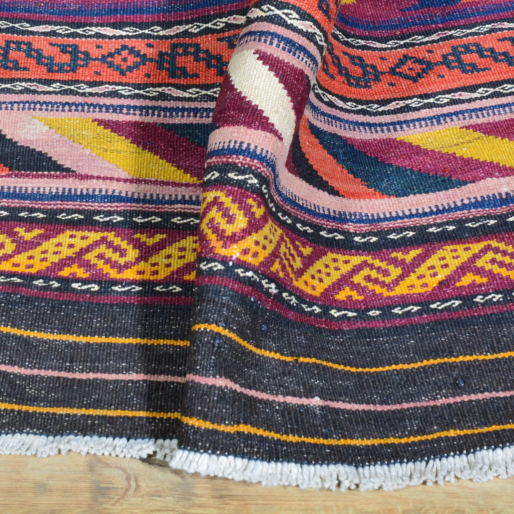 Hand-Woven Fine Afghan Tribal Kilim 100% Wool Rug (Size 3.1 X 10.6) Brral-3273