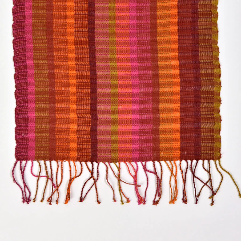 Hand Woven Fringed Scarf | Autumn Leaves
