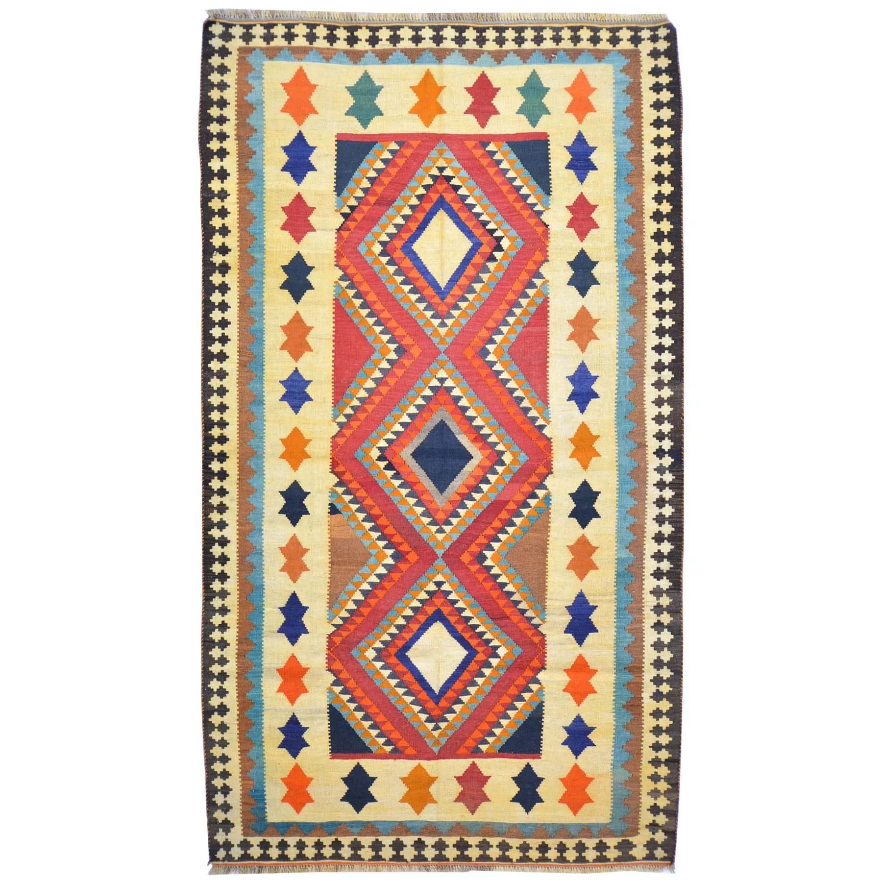 Hand-Woven Persian Kilim Geometric Design Handmade Wool Rug (Size 4.10 X 8.6) Brrsf-1380
