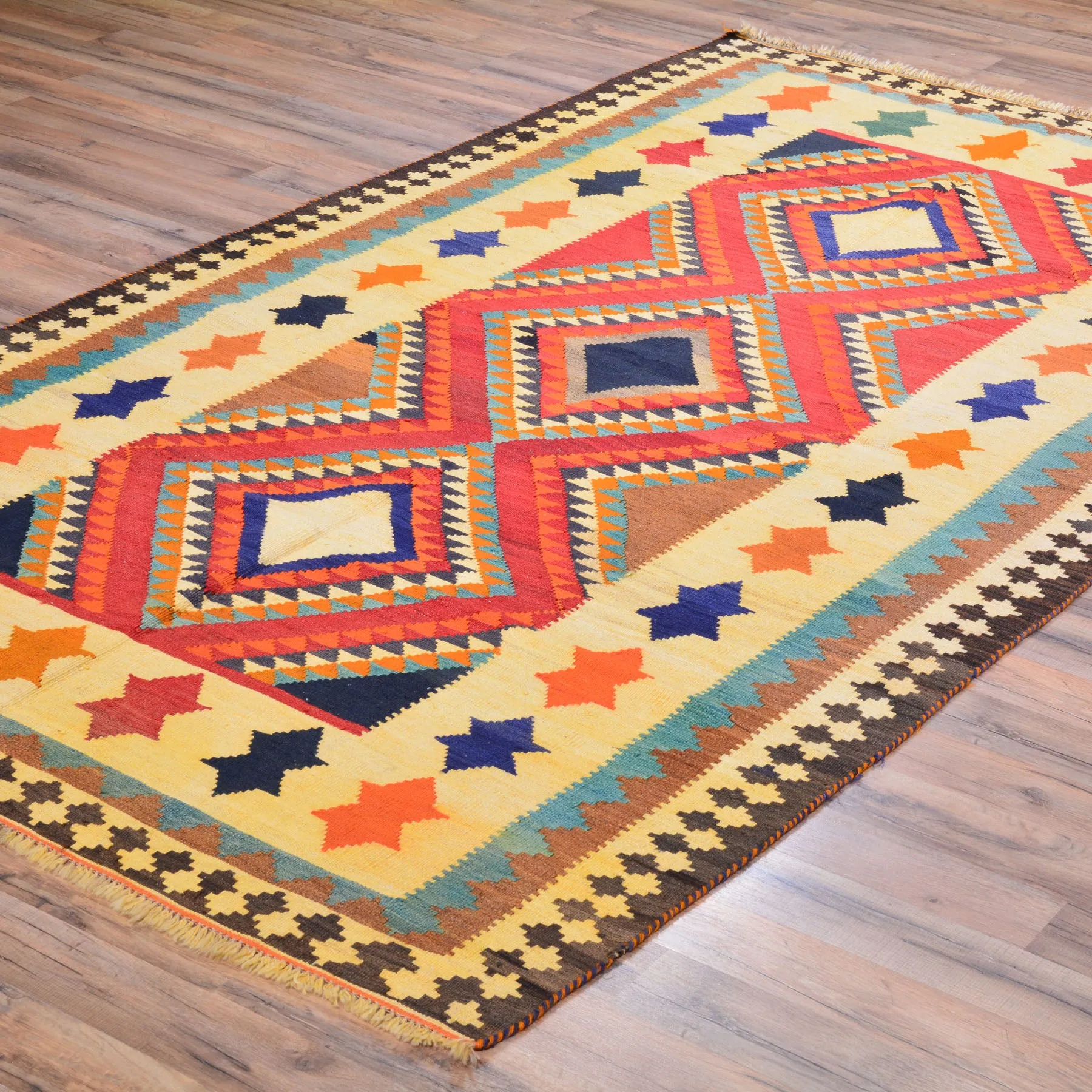 Hand-Woven Persian Kilim Geometric Design Handmade Wool Rug (Size 4.10 X 8.6) Brrsf-1380