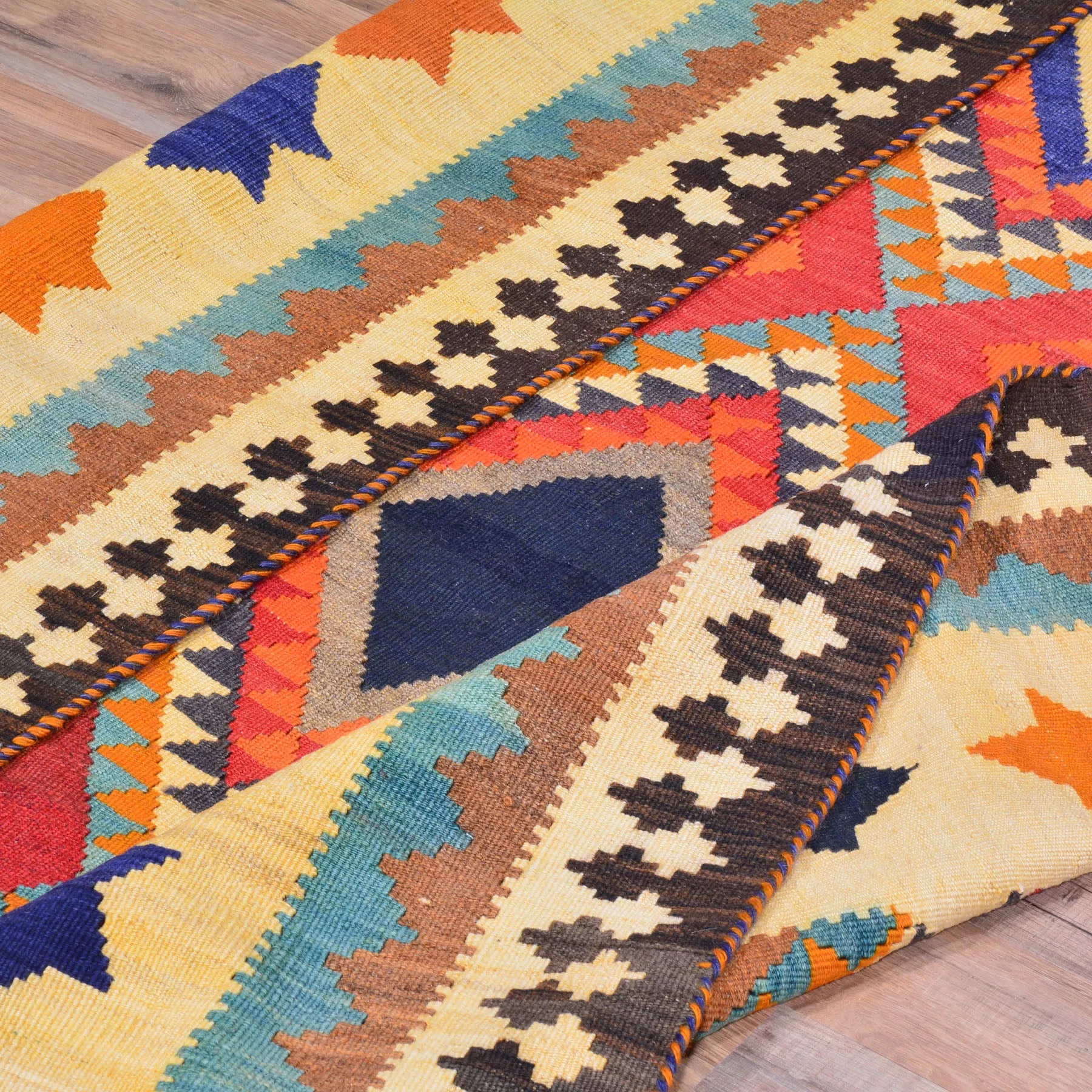Hand-Woven Persian Kilim Geometric Design Handmade Wool Rug (Size 4.10 X 8.6) Brrsf-1380