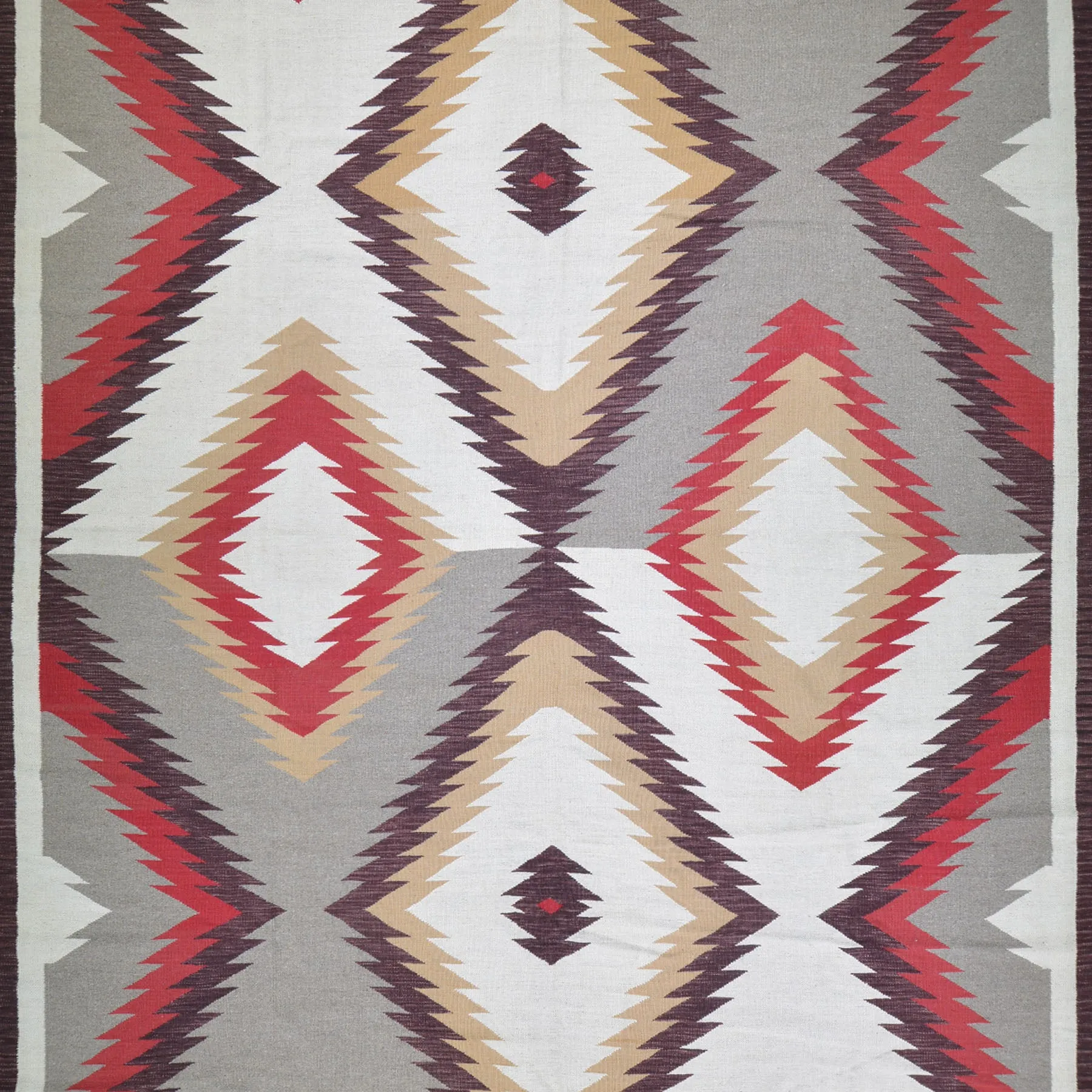 Hand-Woven Reversible Southwestern Design Handmade Wool Kilim (Size 9.9 X 13.2) Cwral-10296