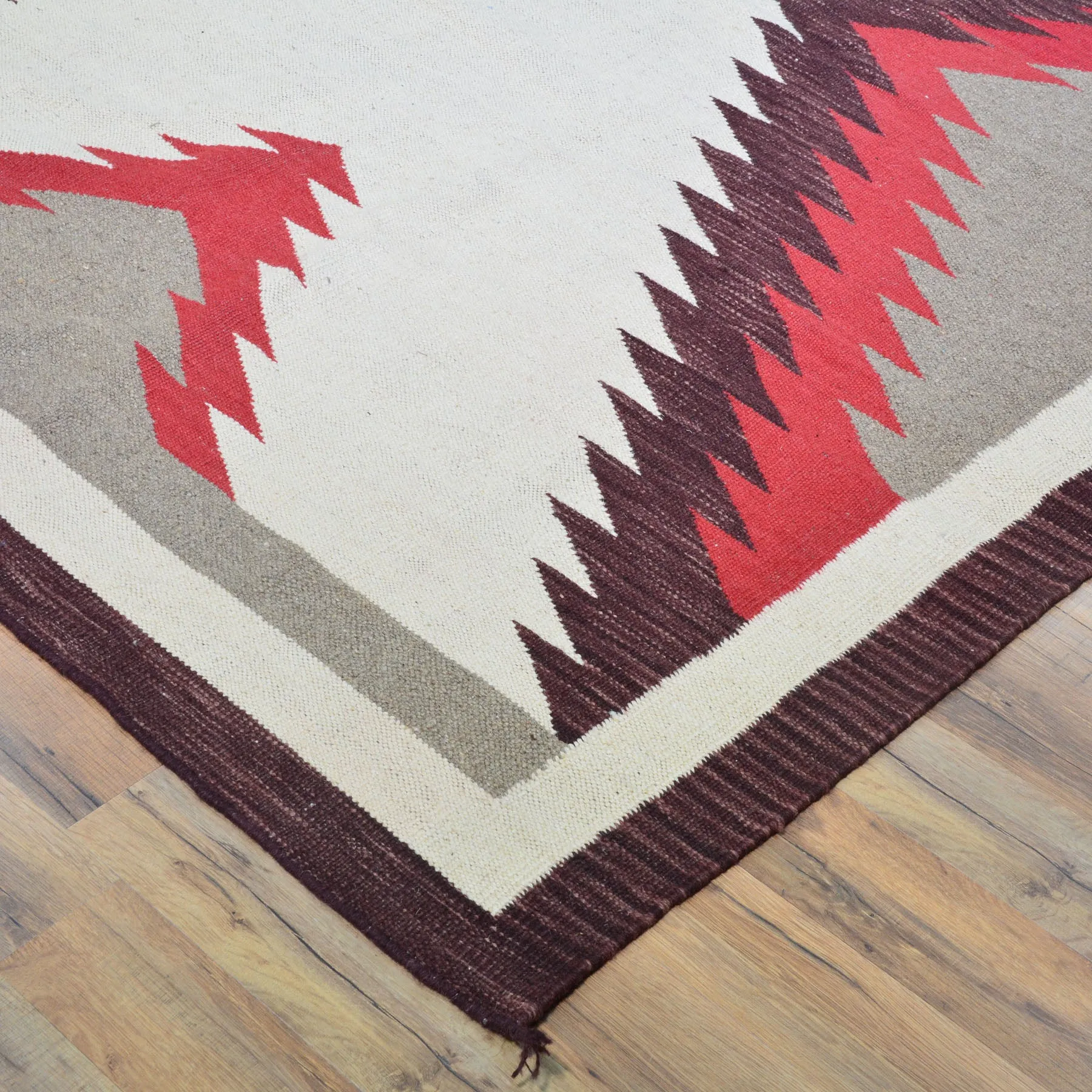 Hand-Woven Reversible Southwestern Design Handmade Wool Kilim (Size 9.9 X 13.2) Cwral-10296