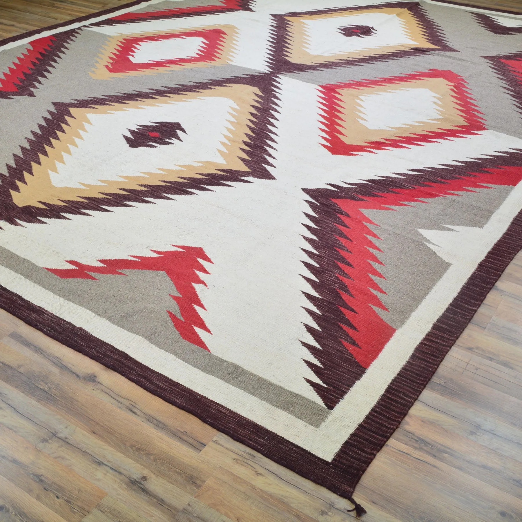 Hand-Woven Reversible Southwestern Design Handmade Wool Kilim (Size 9.9 X 13.2) Cwral-10296