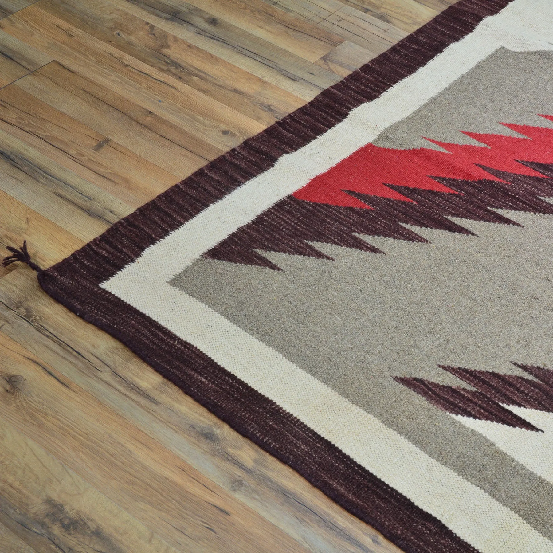 Hand-Woven Reversible Southwestern Design Handmade Wool Kilim (Size 9.9 X 13.2) Cwral-10296