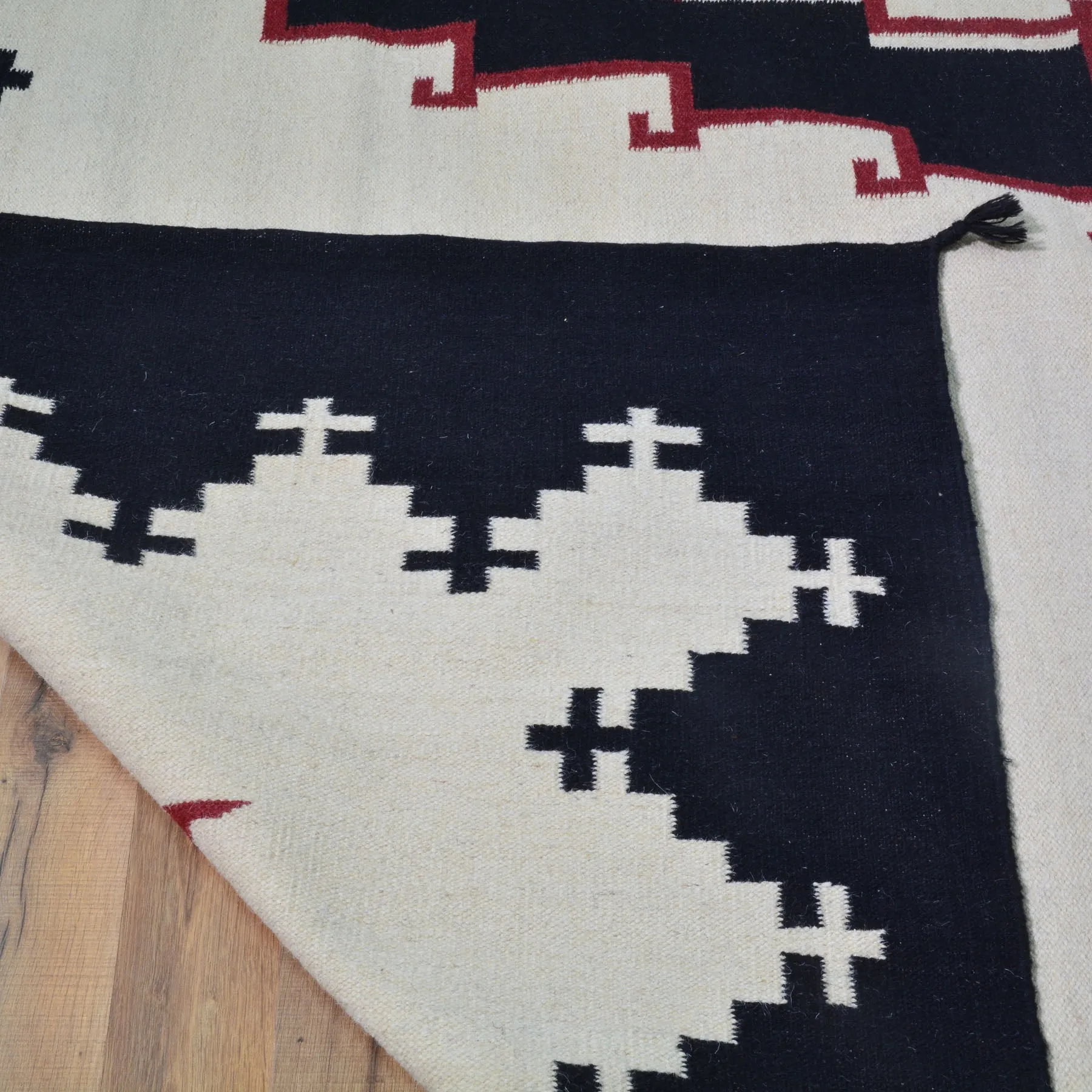 Hand-Woven Reversible Southwestern Design Handmade Wool Rug (Size 10.2 X 14.0) Cwral-10293