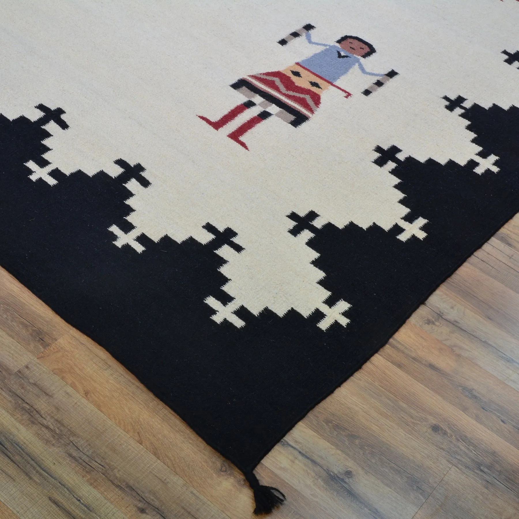 Hand-Woven Reversible Southwestern Design Handmade Wool Rug (Size 10.2 X 14.0) Cwral-10293