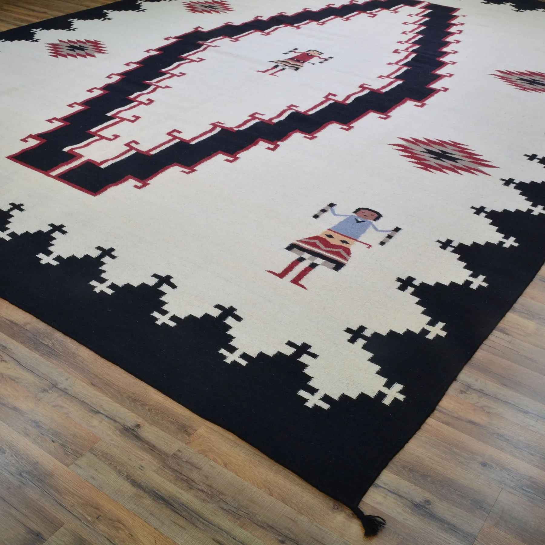 Hand-Woven Reversible Southwestern Design Handmade Wool Rug (Size 10.2 X 14.0) Cwral-10293