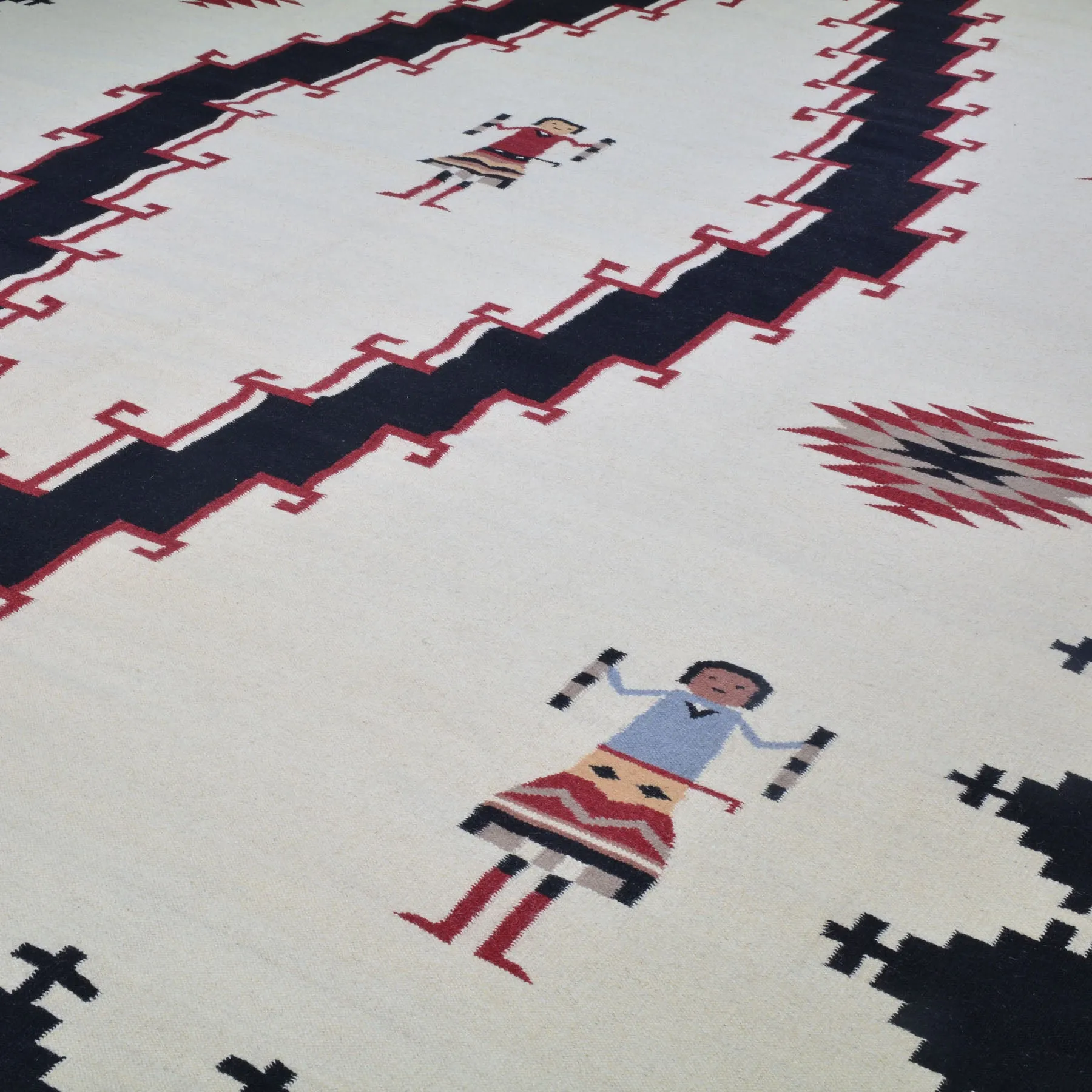 Hand-Woven Reversible Southwestern Design Handmade Wool Rug (Size 10.2 X 14.0) Cwral-10293