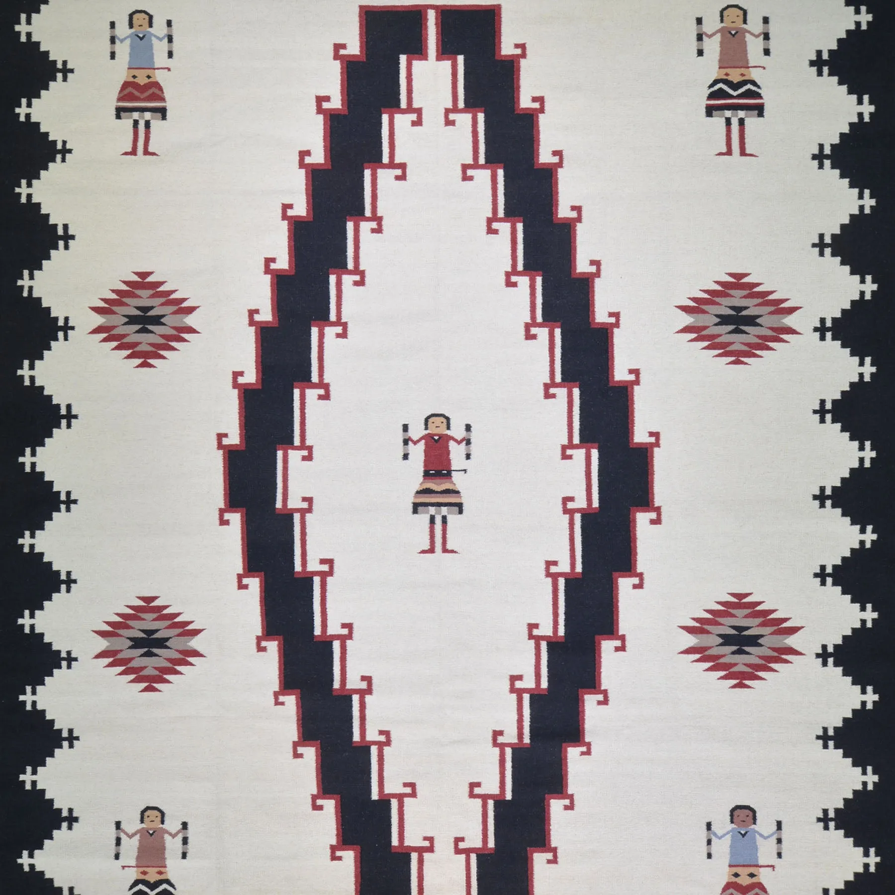 Hand-Woven Reversible Southwestern Design Handmade Wool Rug (Size 10.2 X 14.0) Cwral-10293