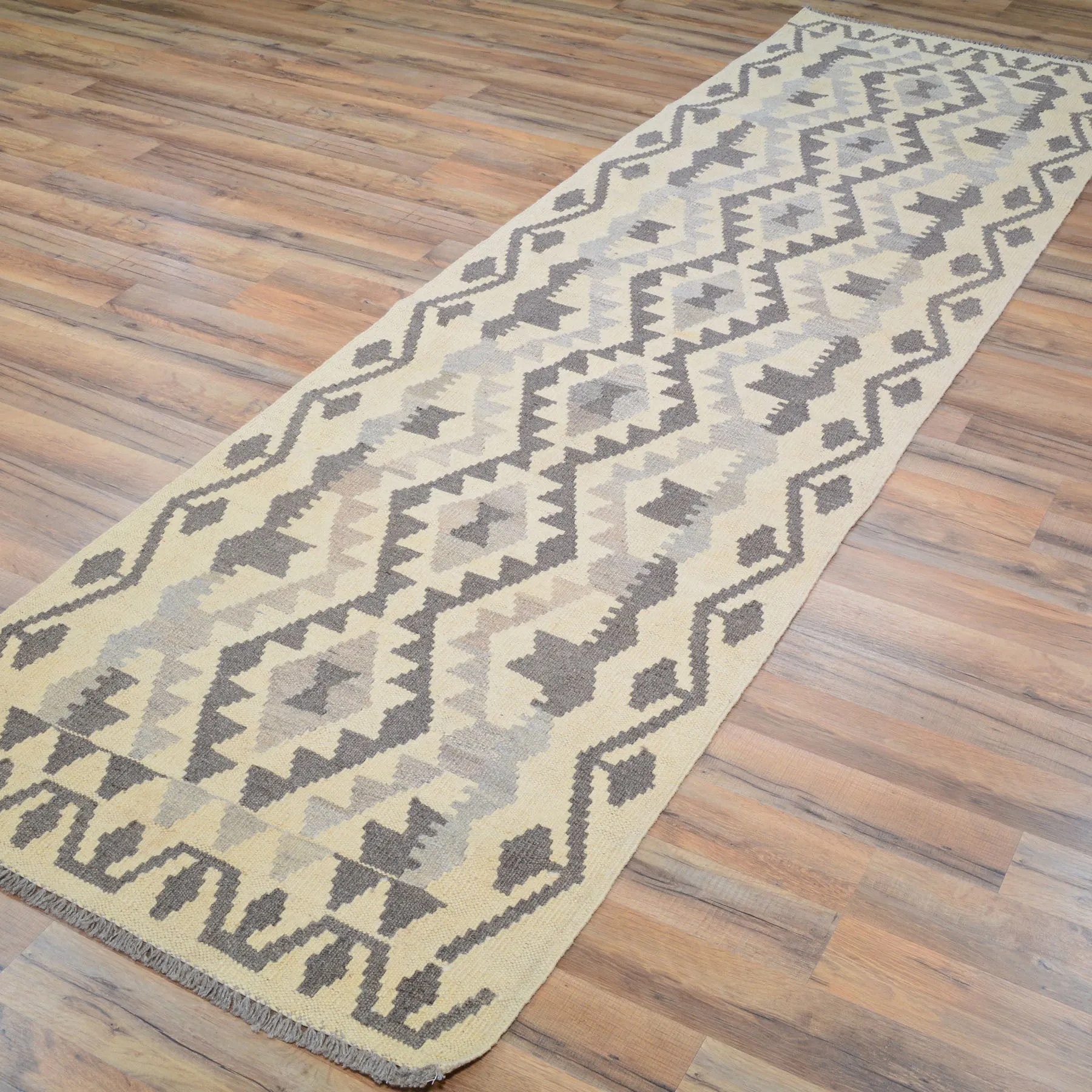 Hand-Woven Tribal Afghan Reversible Momana Kilim 100% Wool Rug (Size 2.9 X 9.6) Cwral-9576