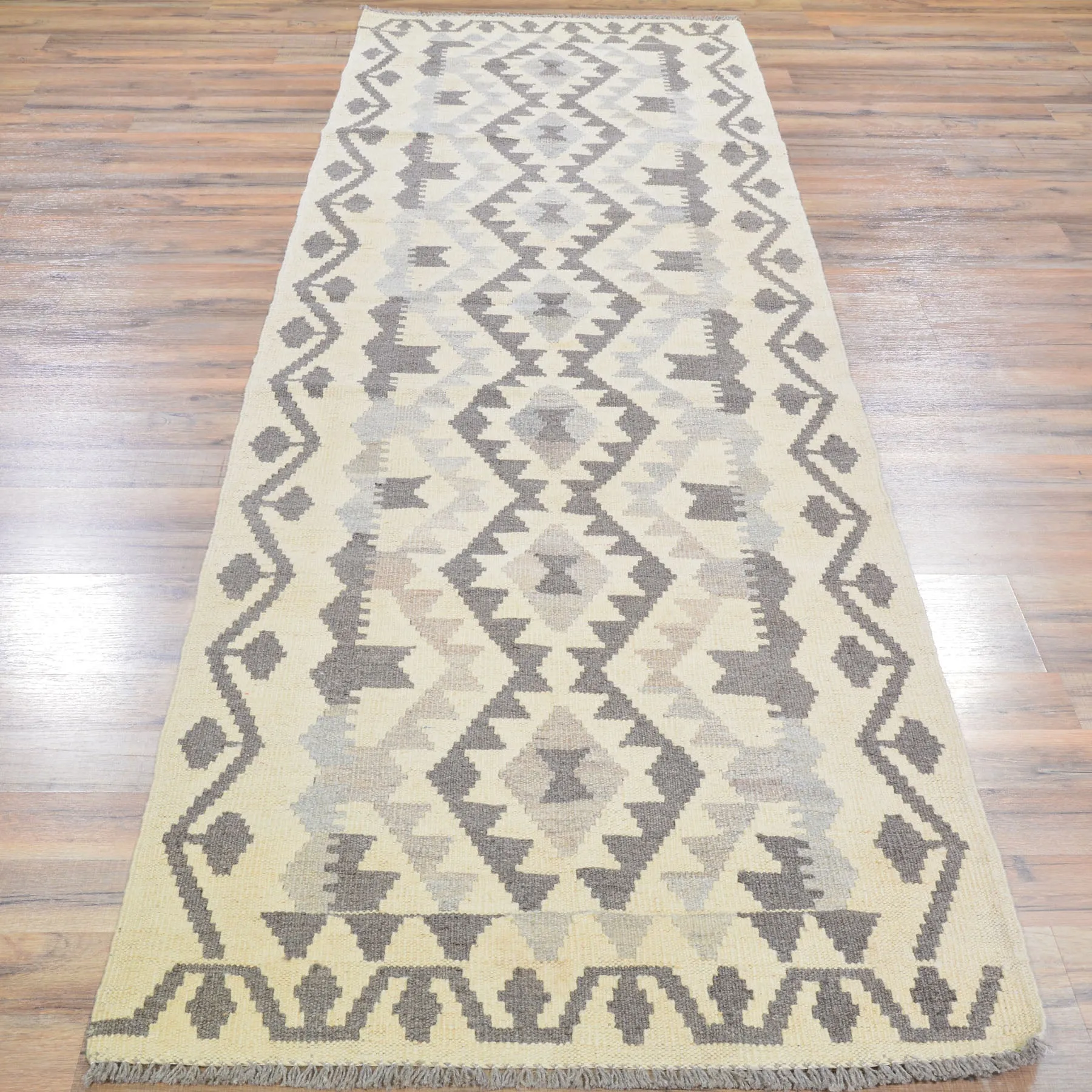 Hand-Woven Tribal Afghan Reversible Momana Kilim 100% Wool Rug (Size 2.9 X 9.6) Cwral-9576
