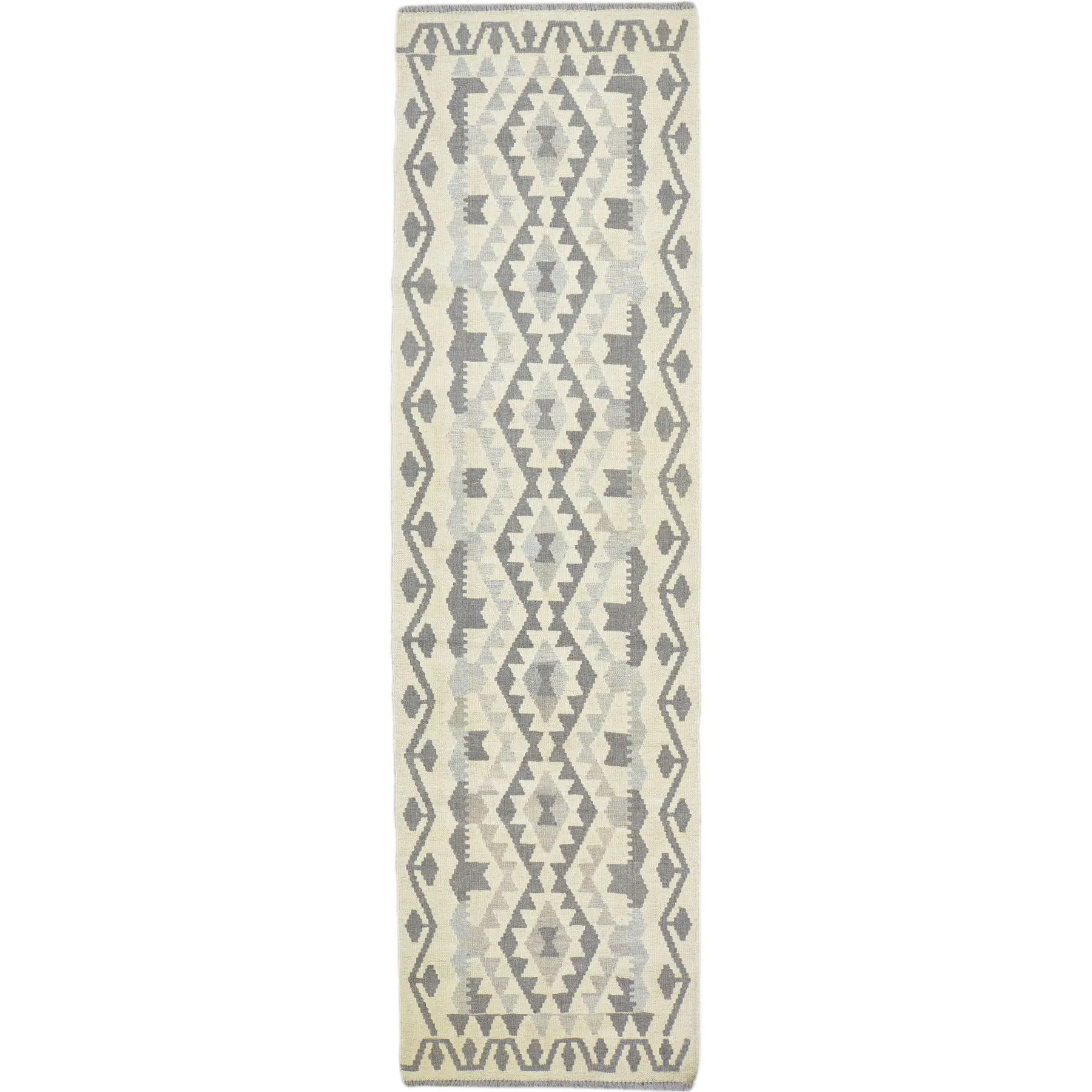 Hand-Woven Tribal Afghan Reversible Momana Kilim 100% Wool Rug (Size 2.9 X 9.6) Cwral-9576