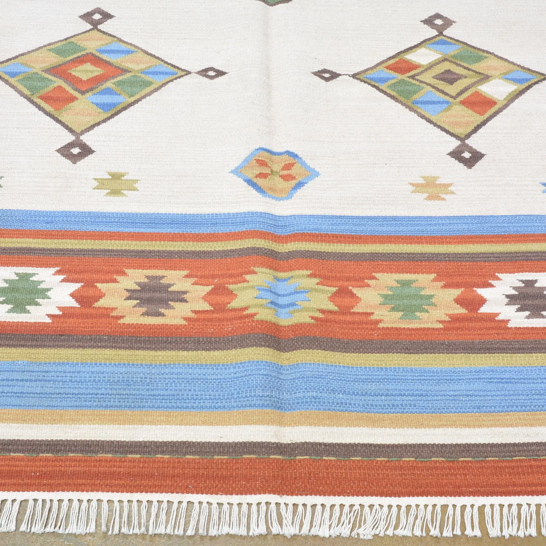 Hand-Woven Wool Turkish Design Reversible Kilim Dhurrie Rug (Size 9.2 X 11.11) Brral-2163