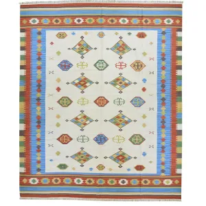 Hand-Woven Wool Turkish Design Reversible Kilim Dhurrie Rug (Size 9.2 X 11.11) Brral-2163