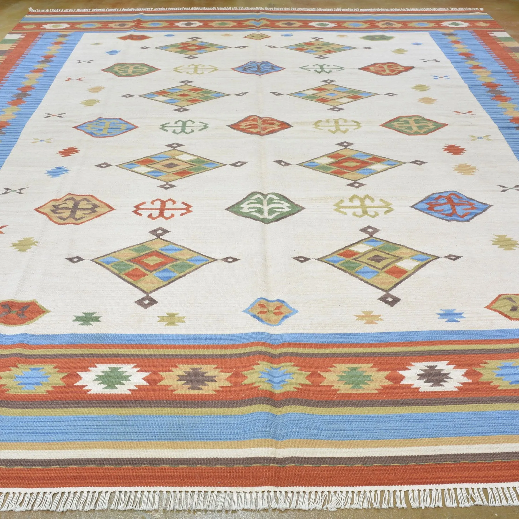 Hand-Woven Wool Turkish Design Reversible Kilim Dhurrie Rug (Size 9.2 X 11.11) Brral-2163