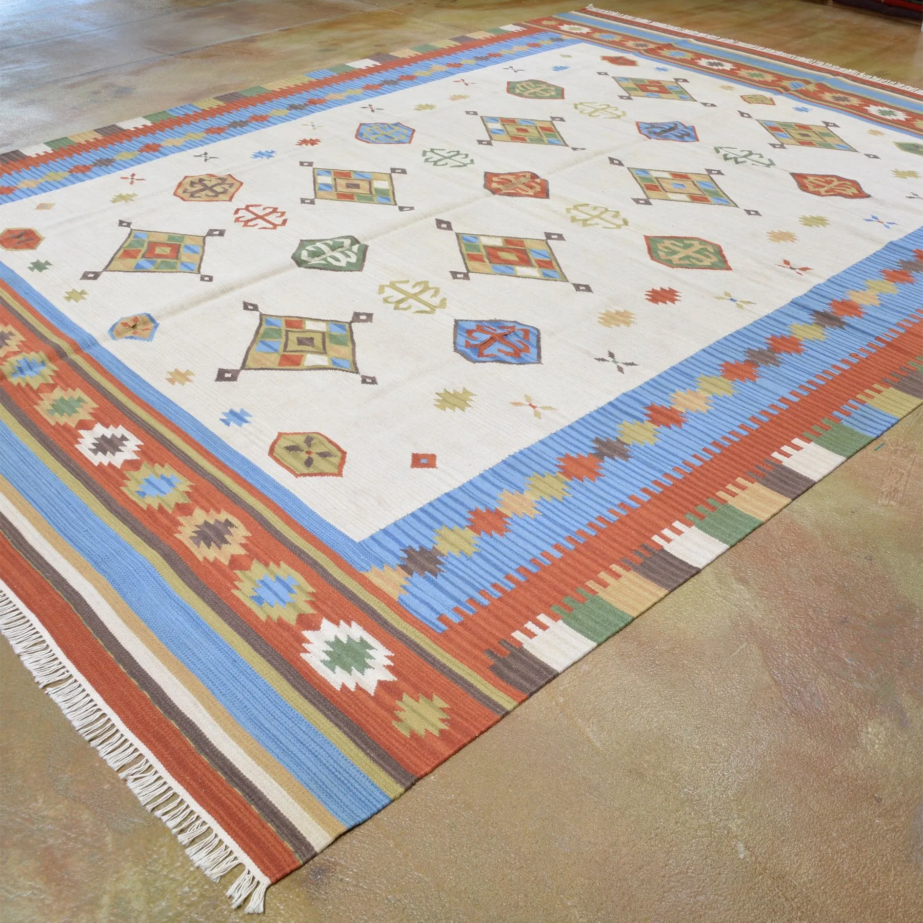 Hand-Woven Wool Turkish Design Reversible Kilim Dhurrie Rug (Size 9.2 X 11.11) Brral-2163