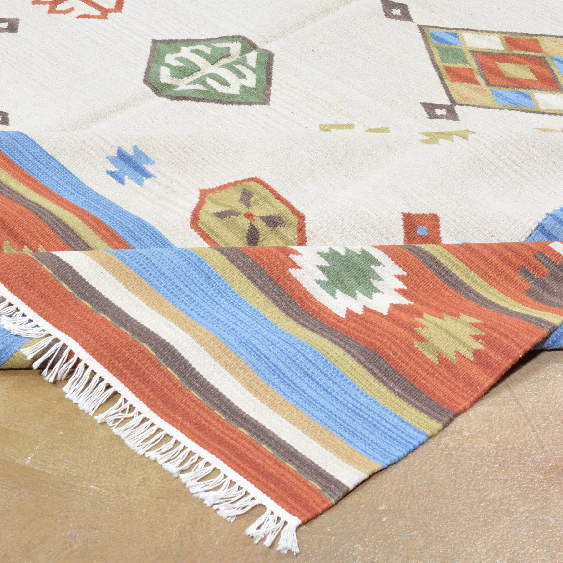 Hand-Woven Wool Turkish Design Reversible Kilim Dhurrie Rug (Size 9.2 X 11.11) Brral-2163