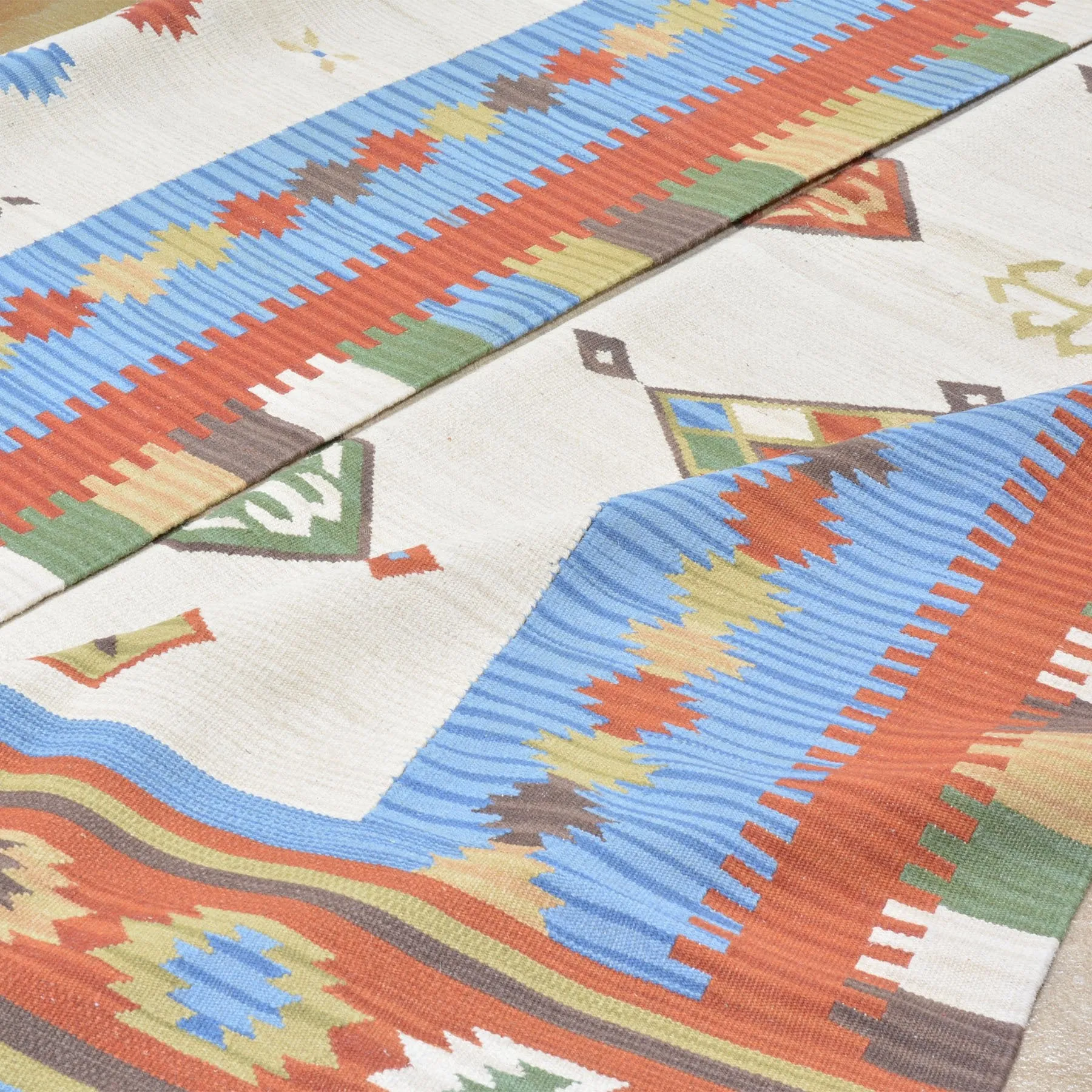 Hand-Woven Wool Turkish Design Reversible Kilim Dhurrie Rug (Size 9.2 X 11.11) Brral-2163