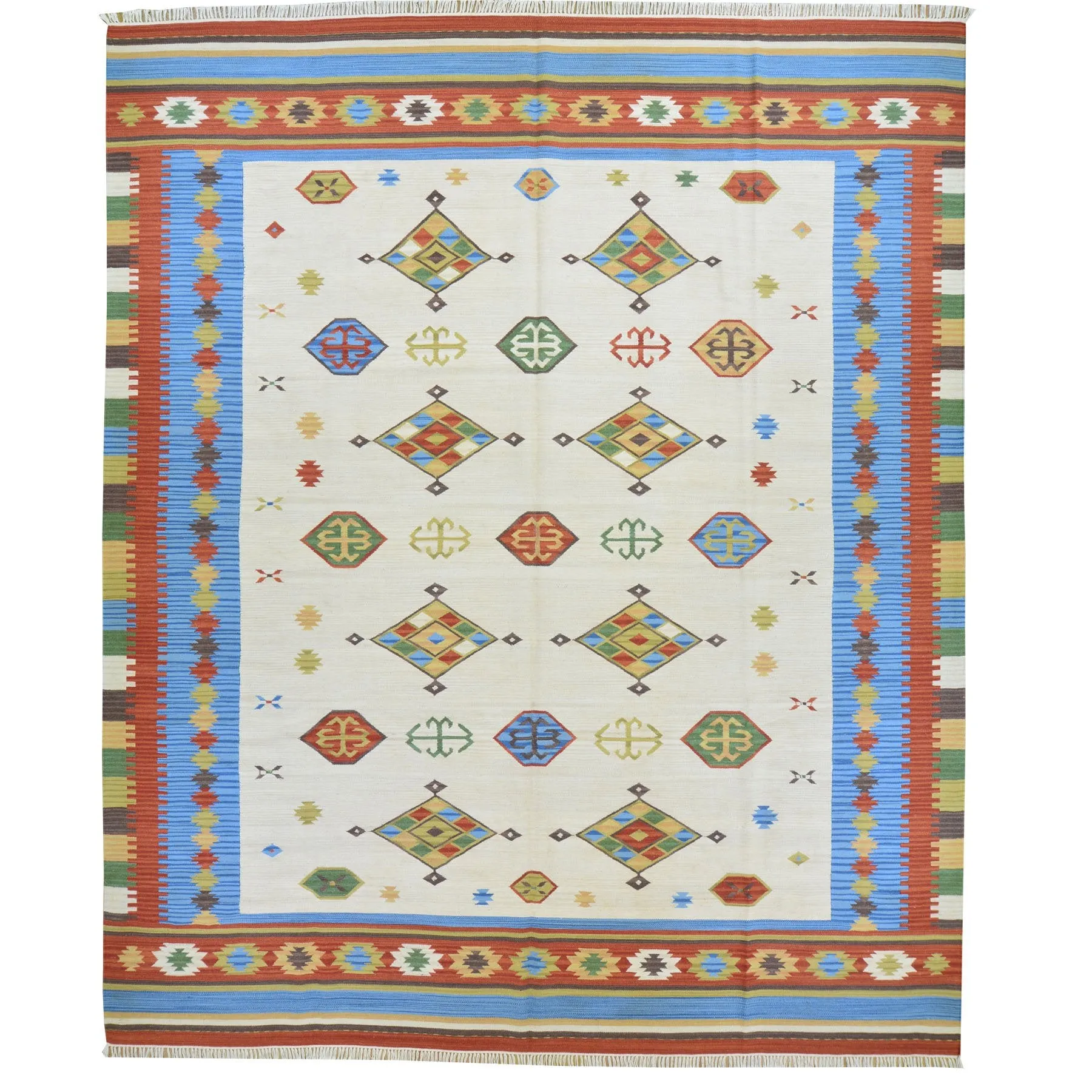 Hand-Woven Wool Turkish Design Reversible Kilim Dhurrie Rug (Size 9.2 X 11.11) Brral-2163