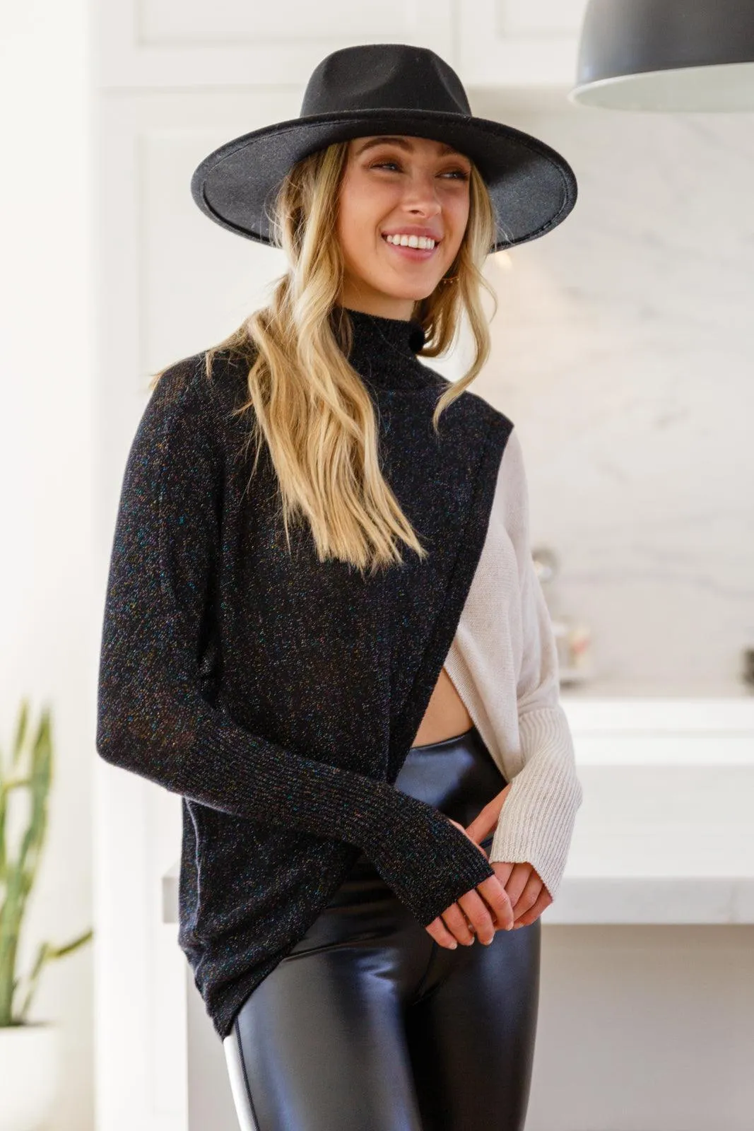 Hazel Blues® | Can't Touch This Sparkle Color Blocked Sweater