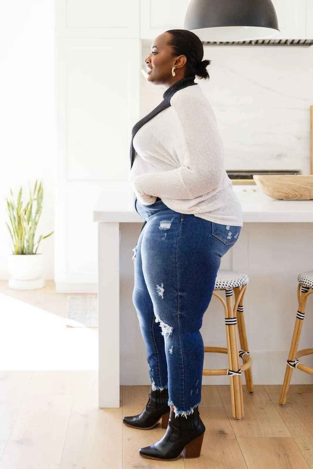 Hazel Blues® | Can't Touch This Sparkle Color Blocked Sweater