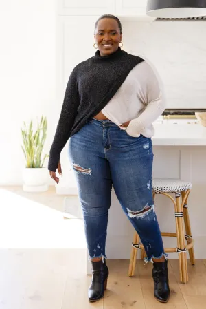 Hazel Blues® | Can't Touch This Sparkle Color Blocked Sweater
