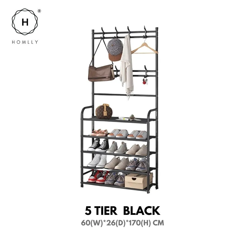 Homlly Entryway Coat Rack with Shoes Organizer Rack