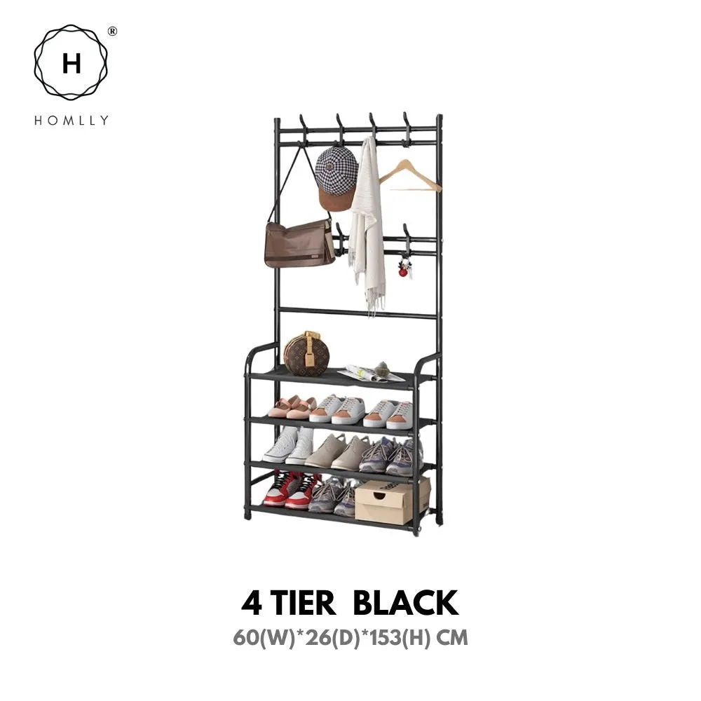 Homlly Entryway Coat Rack with Shoes Organizer Rack