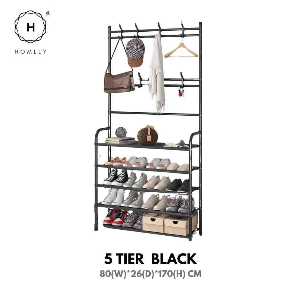 Homlly Entryway Coat Rack with Shoes Organizer Rack