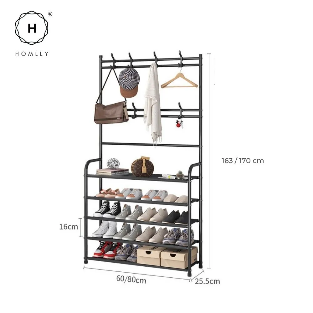 Homlly Entryway Coat Rack with Shoes Organizer Rack