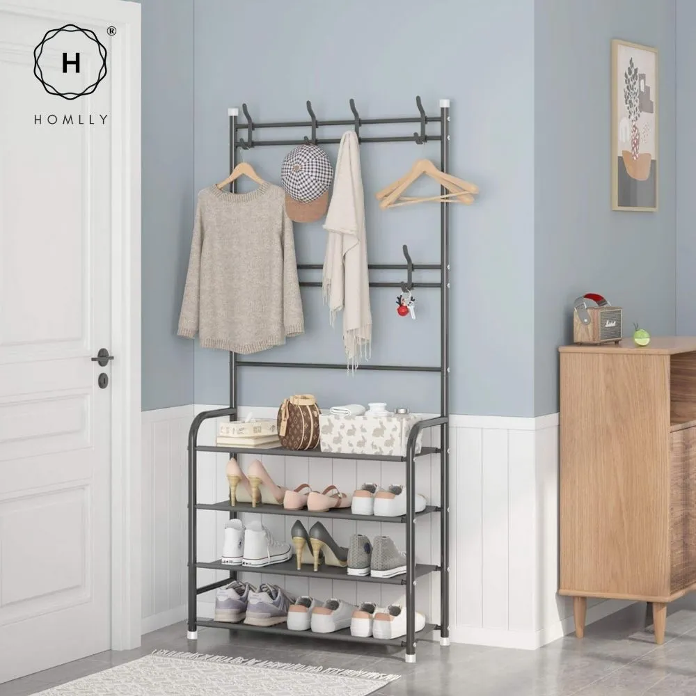 Homlly Entryway Coat Rack with Shoes Organizer Rack