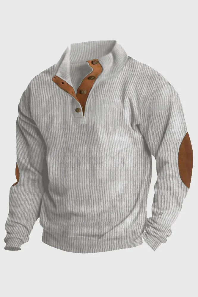 Jax Corduroy Stand Collar Sweatshirt - Gray