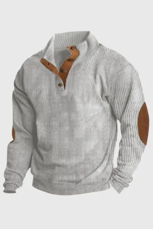Jax Corduroy Stand Collar Sweatshirt - Gray
