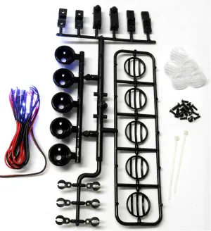 L-021b 1/10 Monster Truck Body Shell Roof Mount Light Set White 5 LEDs Black