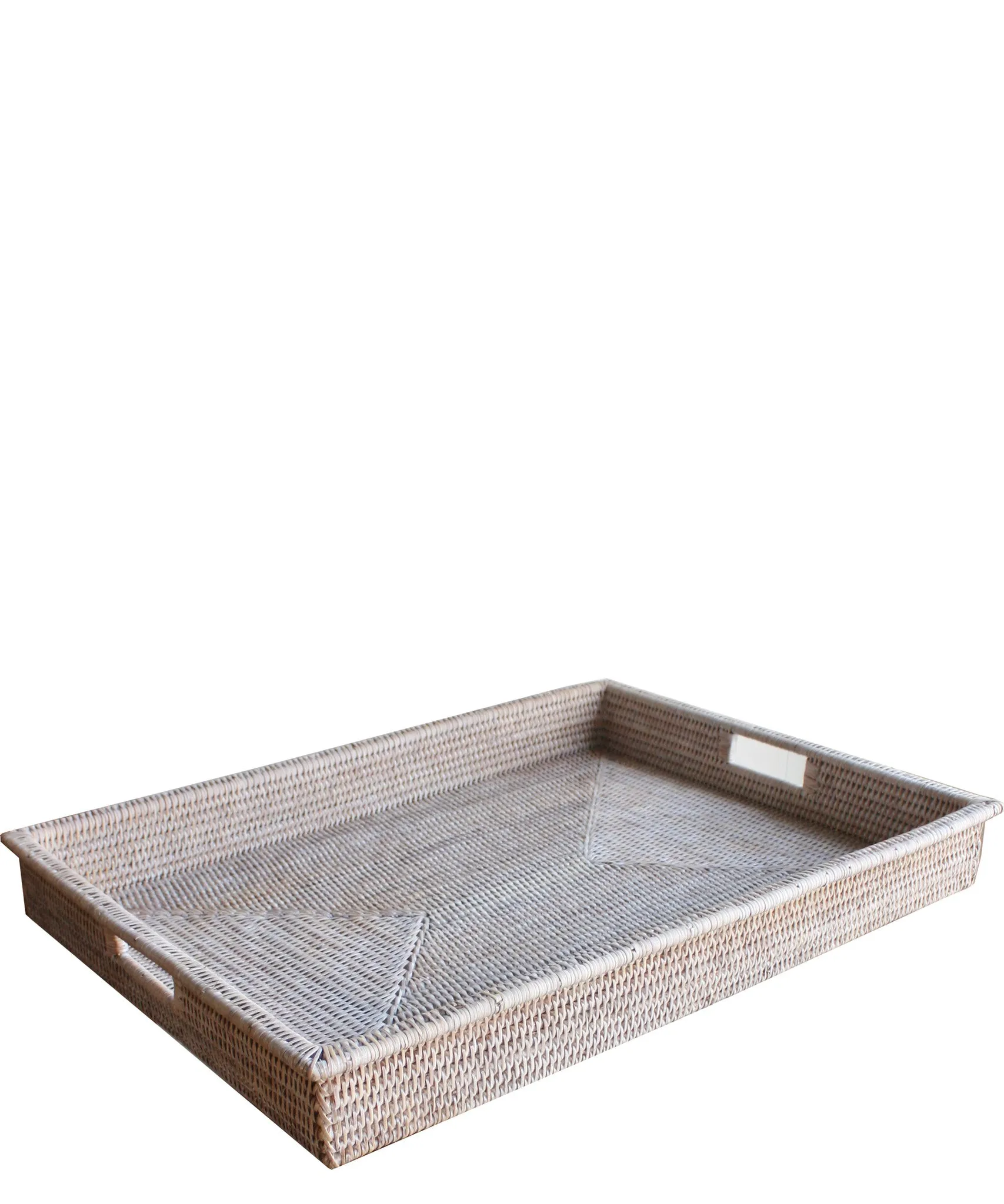 Large Woven Rectangular Serving Tray, White Wash