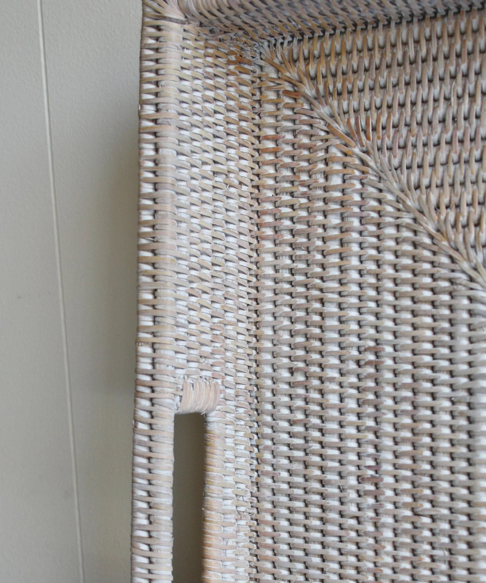 Large Woven Rectangular Serving Tray, White Wash