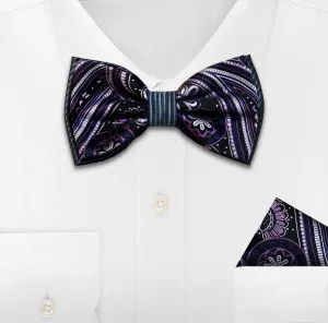LAVENDER WOVEN BOW TIE & HANKIE SET