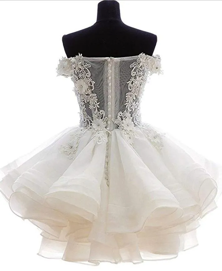 Light Yellow Off Shoulder Lovely Organza Party Dress, Cute Short Prom Dress