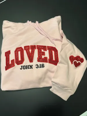 LOVED Embroidered Sweatshirt – John 3:16 | Faith, Hearts & Style
